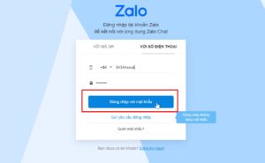  nhập số điện thoại và mật khẩu tài khoản Zalo